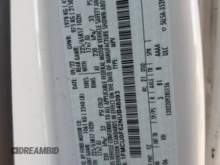 2022 Ford Escape S with VIN 1FMCU0F62NUB48093, listed as a Copart auction lot 53029925 with 140,868 mi miles and Salvage title. Bid and sale history available at DreamBid. Image 13.