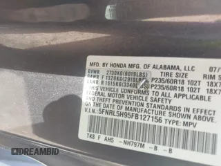 2015 Honda Odyssey Touring Elite with VIN 5FNRL5H95FB127156, listed as a IAAI auction lot 42618059 with 160,074 mi miles and . Bid and sale history available at DreamBid. Image 9.
