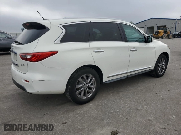 2013 Infiniti JX35 with VIN 5N1AL0MM6DC324143, listed as a Copart auction lot 72313904 with 112,051 mi miles and Salvage Title. Bid and sale history available at carsss.com. Image 3.