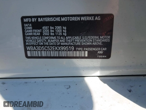 2014 BMW 3 Series 328d xDrive с VIN WBA3D5C52EKX99519, выставлен на аукционе IAAI как лот 41909624 с пробегом 112 395 миль миль и . История ставок и продаж доступна на DreamBid. Изображение 9.