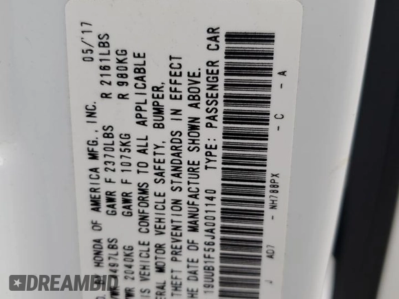 2018 Acura TLX w/Technology Pkg with VIN 19UUB1F56JA001140, listed as a Copart auction lot 66052453 with 84,248 mi miles. Bid and sale history available at carsss.com. Image 14.