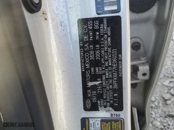 2017 Kia Forte LX with VIN 3KPFK4A77HE060531, listed as a Copart auction lot 51786765 with 141,342 mi miles and Salvage Title. Bid and sale history available at carsss.com. Image 12.