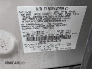 2013 Lincoln MKS with VIN 1LNHL9DK4DG606551, listed as a IAAI auction lot 42343140 with 70,424 mi miles and . Bid and sale history available at DreamBid. Image 9.