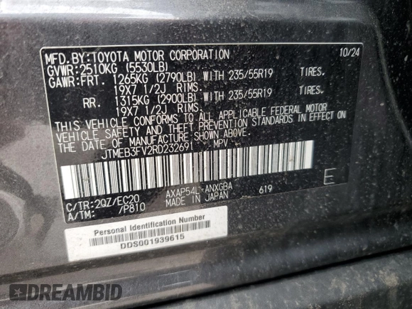2024 Toyota RAV4 XSE z VIN JTMEB3FV2RD232691, wystawiony jako Copart lot #56916315 z przebiegiem 4 358 mil mil oraz Szkoda całkowita • Salvage title. Historia ofert i sprzedaży dostępna na DreamBid. Obrazek 13.