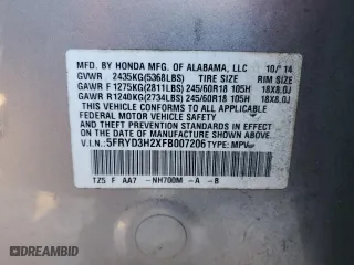 2015 Acura MDX with VIN 5FRYD3H2XFB007206, listed as a Copart auction lot 88594225 with 137,537 mi miles and Salvage Title. Bid and sale history available at carsss.com. Image 15.