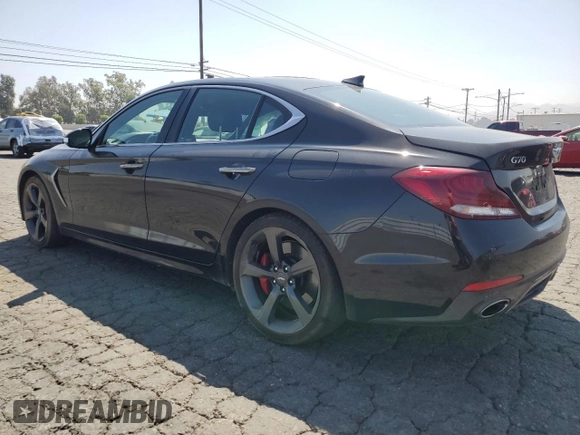 2019 Genesis G70 3.3T Advanced with VIN KMTG34LE8KU015587, listed as a Copart auction lot 69414314 with 66,554 mi miles and Salvage Title. Bid and sale history available at carsss.com. Image 2.