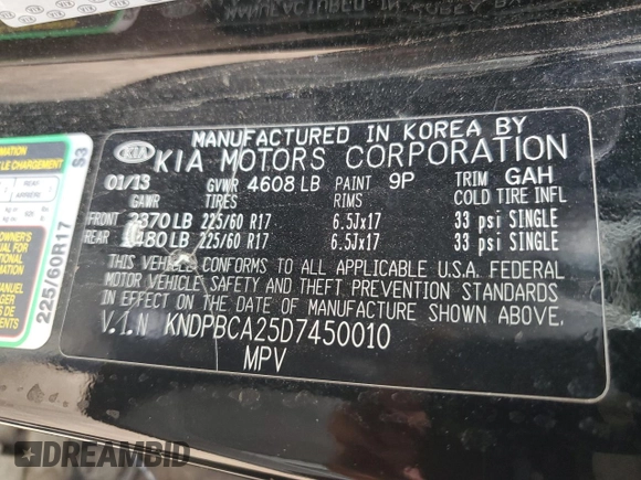 2013 Kia Sportage LX z VIN KNDPBCA25D7450010, wystawiony jako Copart lot #54597815 z przebiegiem 110 980 mil mil oraz Czysty tytuł • Clean title. Historia ofert i sprzedaży dostępna na DreamBid. Obrazek 13.