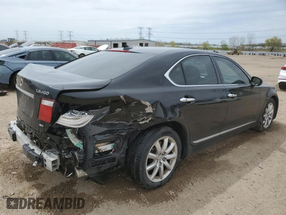 2009 Lexus LS 460 with VIN JTHCL46F195002703, listed as a Copart auction lot 54679515 with 222,391 mi miles and Salvage title. Bid and sale history available at DreamBid. Image 3.