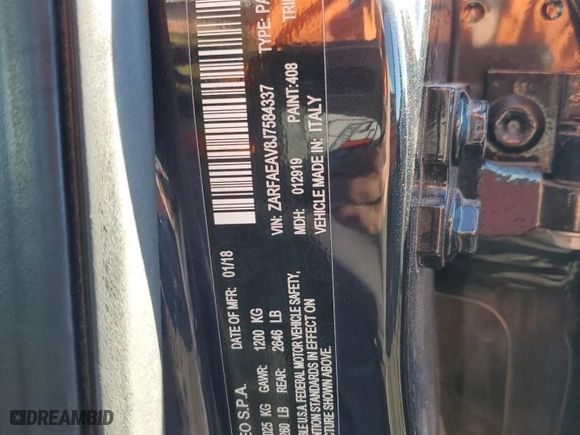 2018 Alfa Romeo Giulia Quadrifoglio with VIN ZARFAEAV8J7584337, listed as a Copart auction lot 44797795 with 50,570 mi miles and Salvage Title. Bid and sale history available at carsss.com. Image 12.