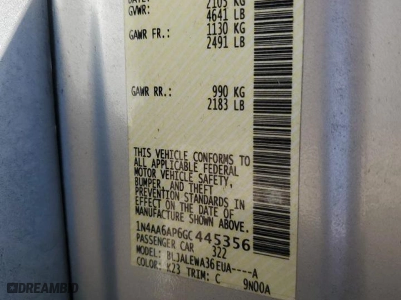 2016 Nissan Maxima 3.5 SL with VIN 1N4AA6AP6GC445356, listed as a Copart auction lot 50333755 with 120,086 mi miles and Salvage Title. Bid and sale history available at carsss.com. Image 13.