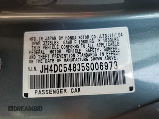 2005 Acura RSX with VIN JH4DC54835S006973, listed as a Copart auction lot 75769944 with 145,120 mi miles and Salvage Title. Bid and sale history available at carsss.com. Image 14.