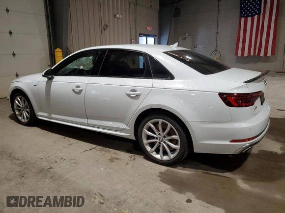 2019 Audi A4 Premium Plus с VIN WAUENAF42KA014130, выставлен на аукционе Copart как лот 56301045 с пробегом 46 040 миль миль и Списание • Salvage title. История ставок и продаж доступна на DreamBid. Изображение 2.