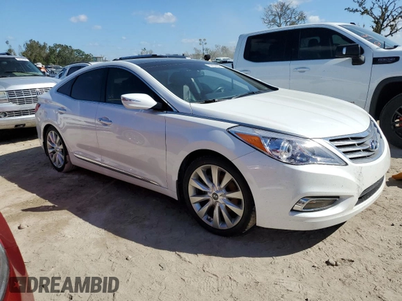 2013 Hyundai Azera with VIN KMHFH4JG3DA215115, listed as a Copart auction lot 75914224 with Not Provided miles and Salvage Title. Bid and sale history available at carsss.com. Image 4.