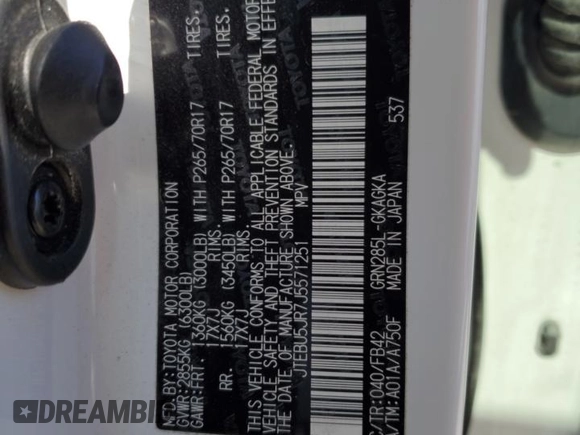 2018 Toyota 4Runner SR5 with VIN JTEBU5JR7J5571251, listed as a Copart auction lot 87005284 with 162,986 mi miles and Salvage Title. Bid and sale history available at carsss.com. Image 13.