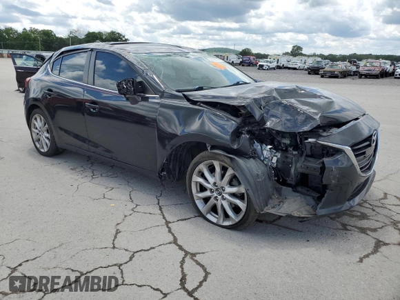 2014 Mazda 3 S Grand Touring with VIN JM1BM1M33E1215459, listed as a Copart auction lot 59188005 with Not provided miles and Salvage title. Bid and sale history available at DreamBid. Image 4.