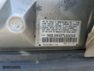 1996 Honda Civic EX with VIN 1HGEJ8645TL004349, listed as a Copart auction lot 72640994 with 241,878 mi miles and Salvage Title. Bid and sale history available at carsss.com. Image 12.