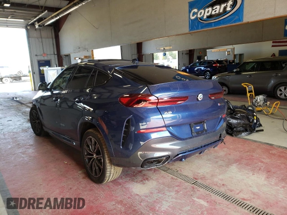 2023 BMW X6 M50i with VIN 5UXCY8C03P9N56839, listed as a Copart auction lot 63609632 with 0 mi miles. Bid and sale history available at carsss.com. Image 3.
