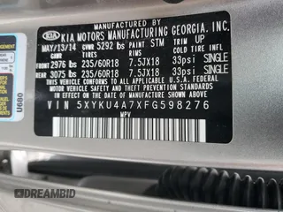 2015 Kia Sorento EX with VIN 5XYKU4A7XFG598276, listed as a Copart auction lot 44856095 with 0 mi miles and Clean Title. Bid and sale history available at carsss.com. Image 12.