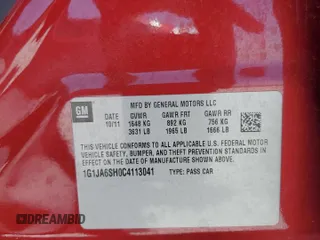 2012 Chevrolet Sonic LS z VIN 1G1JA6SH0C4113041, wystawiony jako Copart lot #58743055 z przebiegiem 69 453 mil mil oraz Szkoda całkowita • Salvage title. Historia ofert i sprzedaży dostępna na DreamBid. Obrazek 13.