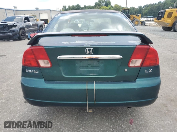 2001 Honda Civic LX with VIN 2HGES15541H536507, listed as a Copart auction lot 65040654 with 0 mi miles and Salvage Title. Bid and sale history available at carsss.com. Image 6.