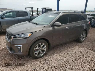 2019 Kia Sorento SX z VIN 5XYPK4A55KG511937, wystawiony jako Copart lot #51410435 z przebiegiem 44 729 mil mil oraz Szkoda całkowita • Salvage title. Historia ofert i sprzedaży dostępna na DreamBid. Obrazek 1.