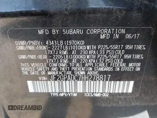 2017 Subaru Crosstrek Premium z VIN JF2GPADC7HH278817, wystawiony jako IAAI lot #42157482 z przebiegiem 83 488 mil mil oraz . Historia ofert i sprzedaży dostępna na DreamBid. Obrazek 9.