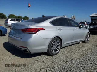 2017 Genesis G80 3.8L with VIN KMHGN4JE9HU175543, listed as a Copart auction lot 57854545 with 75,121 mi miles and Salvage title. Bid and sale history available at DreamBid. Image 3.