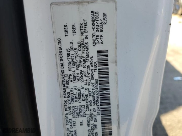 2003 Toyota Tacoma with VIN 5TEWN72N93Z249060, listed as a Copart auction lot 53512485 with 122,277 mi miles and Clean Title. Bid and sale history available at carsss.com. Image 12.