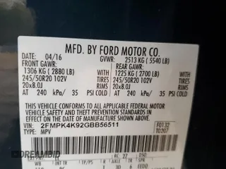 2016 Ford Edge Titanium with VIN 2FMPK4K92GBB56511, listed as a Copart auction lot 85654534 with 78,072 mi miles and Salvage Title. Bid and sale history available at carsss.com. Image 14.