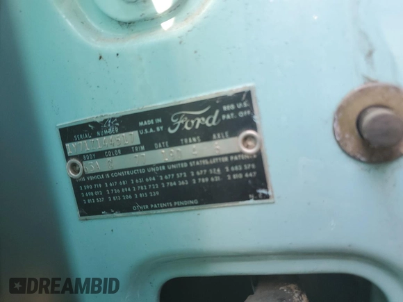 1961 Ford Thunderbird with VIN 1Y71Z144517, listed as a Copart auction lot 73210934 with 84,354 mi miles and Non Repairable. Bid and sale history available at DreamBid. Image 13.