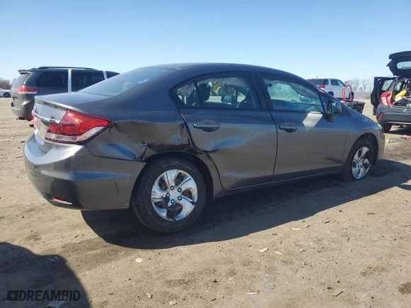 2013 Honda Civic Sdn LX with VIN 2HGFB2F55DH562823, listed as a Copart auction lot 49485755 with 87,047 mi miles and Salvage Title. Bid and sale history available at carsss.com. Image 3.