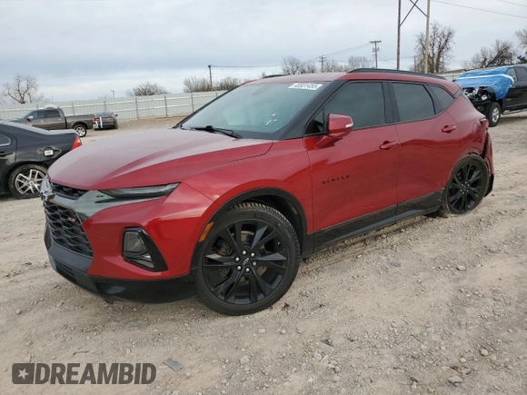 2021 Chevrolet Blazer RS with VIN 3GNKBKRS6MS539943, listed as a Copart auction lot 48931455 with 92,235 mi miles and Salvage title. Bid and sale history available at DreamBid. Image 1.
