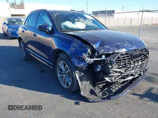 2022 Audi Q3 S line Premium Plus with VIN WA1EECF34N1043973, listed as a IAAI auction lot 41421906 with 21,333 mi miles. Bid and sale history available at carsss.com. Image 1.