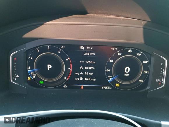 2022 Volkswagen Atlas SE with VIN 1V2JR2CA0NC565573, listed as a Copart auction lot 41456725 with 87,353 mi miles and Salvage title. Bid and sale history available at DreamBid. Image 9.