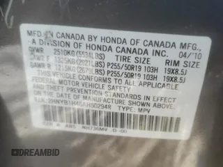 2010 Acura ZDX Tech Pkg with VIN 2HNYB1H46AH502948, listed as a Copart auction lot 87091734 with 107,962 mi miles and Salvage Title. Bid and sale history available at carsss.com. Image 13.