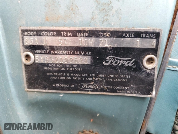 1965 Ford Thunderbird with VIN 5Y83Z102522, listed as a Copart auction lot 80890144 with Not Provided miles and Clean Title. Bid and sale history available at DreamBid. Image 12.