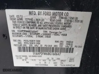 2011 Ford Taurus Limited with VIN 1FAHP2FW6BG160647, listed as a IAAI auction lot 41356664 with 268725 miles. Bid and sale history available at carsss.com. Image 9.