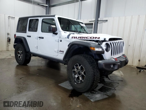 2021 Jeep Wrangler Unlimited Rubicon with VIN 1C4HJXFN2MW562724, listed as a Copart auction lot 50445285 with 73,644 mi miles and Salvage title. Bid and sale history available at DreamBid. Image 4.