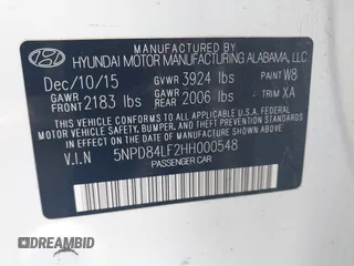 2017 Hyundai Elantra Limited with VIN 5NPD84LF2HH000548, listed as a IAAI auction lot 41550287 with 293,687 mi miles and . Bid and sale history available at DreamBid. Image 9.