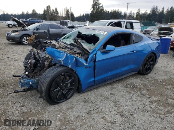 2019 Ford Mustang GT z VIN 1FA6P8CF8K5203637, wystawiony jako Copart lot #43476975 z przebiegiem Nie podano mil oraz Nie do naprawy. Historia ofert i sprzedaży dostępna na DreamBid. Obrazek 1.