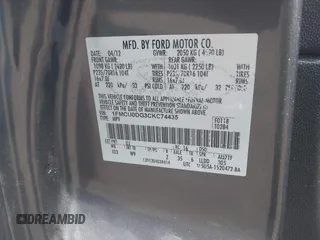 2012 Ford Escape XLT z VIN 1FMCU0DG3CKC74435, wystawiony jako IAAI lot #42725162 z przebiegiem Nie podano mil oraz . Historia ofert i sprzedaży dostępna na DreamBid. Obrazek 9.