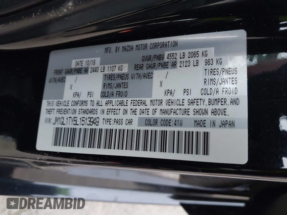 2020 Mazda 6 Grand Touring with VIN JM1GL1TY5L1513949, listed as a IAAI auction lot 40953540 with 55,616 mi miles and . Bid and sale history available at DreamBid. Image 9.