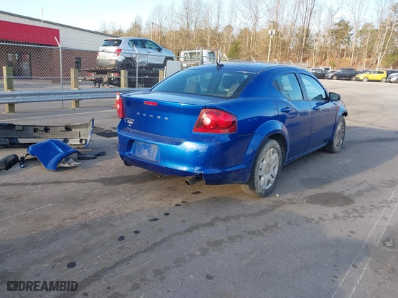 2013 Dodge Avenger SE V6 with VIN 1C3CDZAG9DN750690, listed as a IAAI auction lot 41829477 with 1 mi miles. Bid and sale history available at carsss.com. Image 4.
