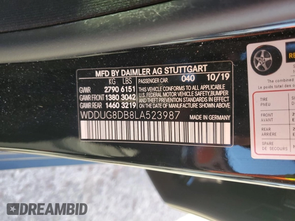 2020 Mercedes-Benz S-Class S 560 with VIN WDDUG8DB8LA523987, listed as a Copart auction lot 42517405 with 77,649 mi miles and Salvage Title. Bid and sale history available at carsss.com. Image 14.