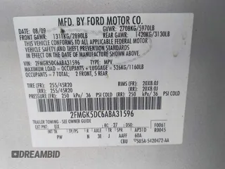 2010 Ford Flex Limited z VIN 2FMGK5DC6ABA31596, wystawiony jako IAAI lot #42433129 z przebiegiem 205 316 mil mil oraz . Historia ofert i sprzedaży dostępna na DreamBid. Obrazek 9.