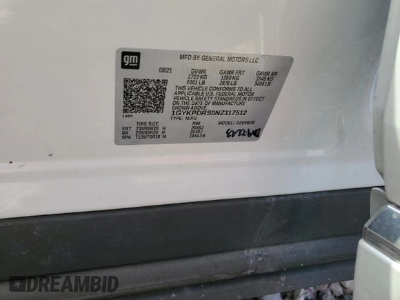 2022 Cadillac XT6 Premium Luxury with VIN 1GYKPDRS0NZ117512, listed as a Copart auction lot 53599905 with 47,066 mi miles and Salvage Title. Bid and sale history available at carsss.com. Image 14.