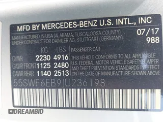 2018 Mercedes-Benz C 43 AMG with VIN 55SWF6EB9JU236198, listed as a IAAI auction lot 42278960 with 48,432 mi miles and . Bid and sale history available at DreamBid. Image 9.