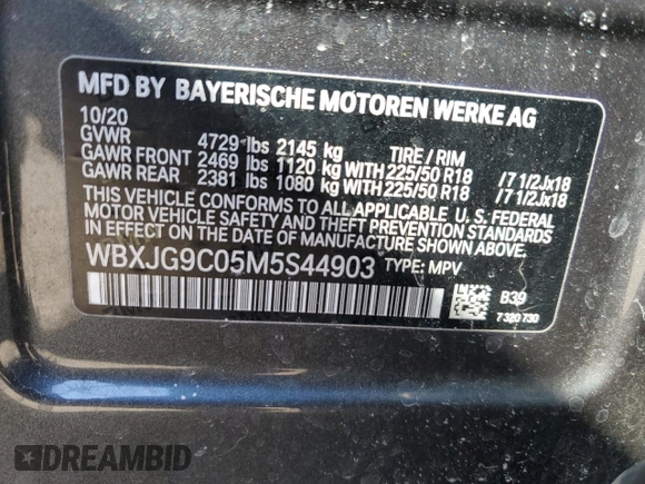 2021 BMW X1 xDrive28i with VIN WBXJG9C05M5S44903, listed as a Copart auction lot 48245275 with 49,897 mi miles and Salvage Title. Bid and sale history available at carsss.com. Image 13.