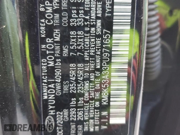2023 Hyundai Kona Limited with VIN KM8K53A33PU971657, listed as a Copart auction lot 41685935 with 29,859 mi miles and Salvage Title. Bid and sale history available at carsss.com. Image 14.