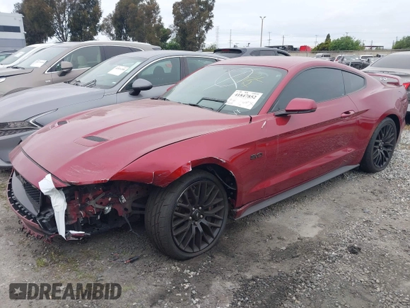 2019 Ford Mustang GT with VIN 1FA6P8CF8K5168730, listed as a IAAI auction lot 41847852 with 42,876 mi miles. Bid and sale history available at carsss.com. Image 2.